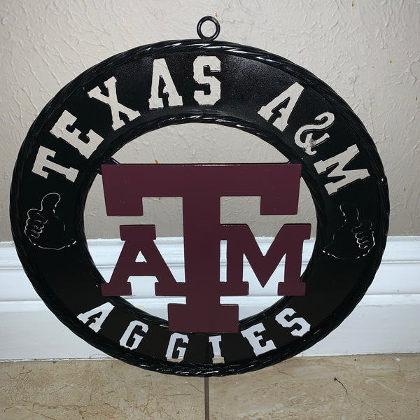 12",18",24",32" TEXAS A&M AGGIES WIDE BAND RING CUSTOM METAL VINTAGE CRAFT TEAM SIGN HANDMADE
