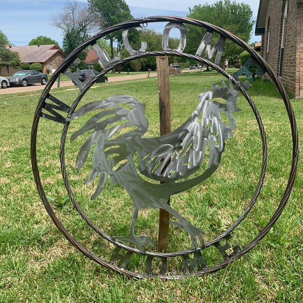 YOUR CUSTOM NAME ROOSTER LASERCUT RAW METAL ART WITH RING DESIGN WESTERN METAL ANIMAL ART HOME WALL DECOR BRAND NEW