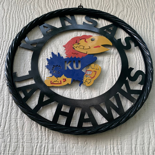 KANSAS JAYHAWKS METAL CUSTOM VINTAGE CRAFT WALL ART TEAM SIGN HANDMADE