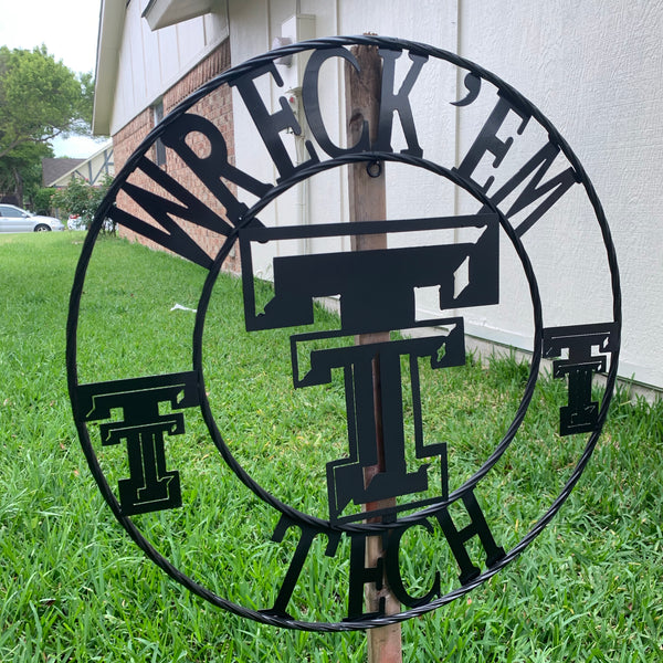 12", 18", 24", 32" WRECKEM TEXAS TECH METAL CUSTOM VINTAGE CRAFT TEAM SIGN HANDMADE