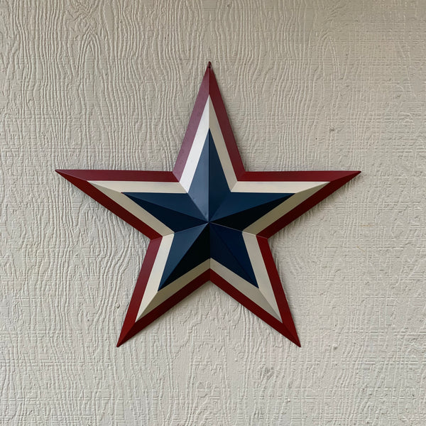 12",16",24",30",36" RED WHITE BLUE METAL BARN STAR METAL WALL ART HANDMADE