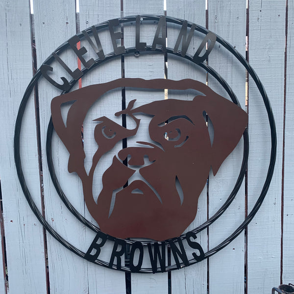 CLEVELAND BROWNS METAL CUSTOM VINTAGE CRAFT ART HANDMADE RUSTIC BROWN