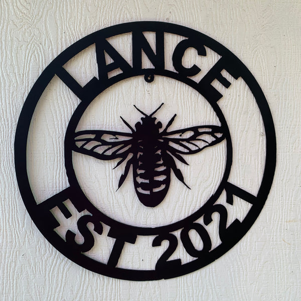 #EH10491 CUSTOM NAME BEE LASERCUT CUSTOM METAL VINTAGE CRAFT SIGN WESTERN HOME DECOR HANDMADE