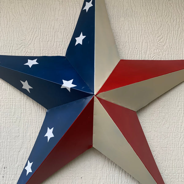 12",16",24",30",36" USA AMERICAN FLAG STAR STYLE #1 RED WHITE & BLUE METAL BARN STAR WALL ART HANDMADE STYLE# 1