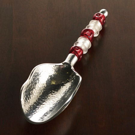 IH_13563 9" RED & WHITE BEADED ICE SCOOP KITCHEN WARE WESTERN HOME DECOR NEW