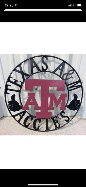 GIGEM AGGIES METAL CUSTOM VINTAGE CRAFT TEAM SIGN HANDMADE