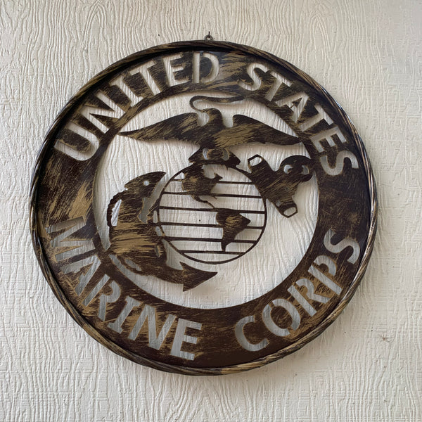 #EH10085 18",24",32" US MARINE CORPS MILITARY LASERCUT METAL PATRIOTIC WALL ART WESTERN HOME DECOR HANDMADE RUSTIC BRONZE COPPER