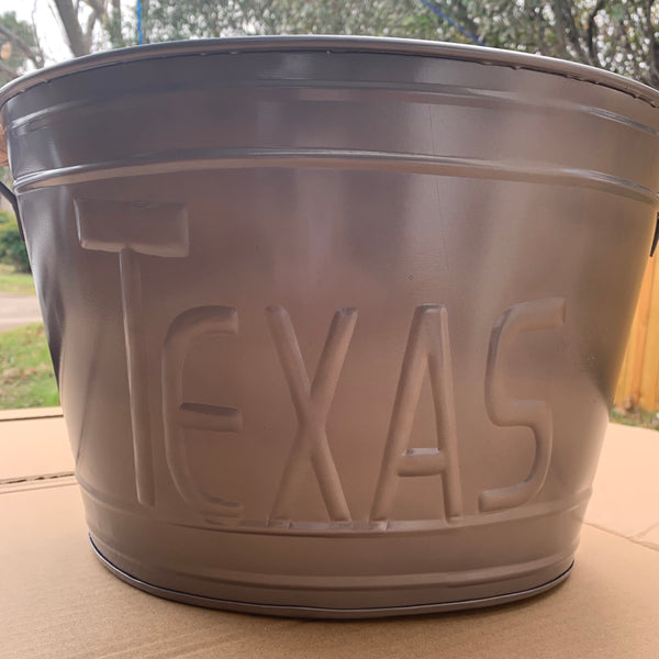 18" TEXAS BUCKET SILVER OVAL TUB WESTERN HOME DECOR METAL ART--BRAND NEW