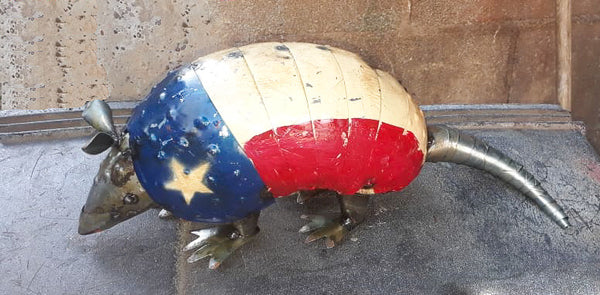 30",22",14",10" TEXAS FLAG ARMADILLO GARDEN ANIMAL SCULPTURE METAL DECOR ORNAMENT PATRIOTIC DECOR