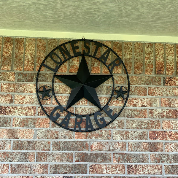 LONESTAR GARAGE STYLE CUSTOM BARN NAME STAR LONESTAR GARAGE METAL NAME BARN STAR WITH TWISTED ROPE RING 3d STAR ART WESTERN HOME DECOR RUSTIC BROWN