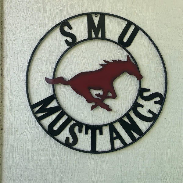 12",18",24",32",36" SMU MUSTANGS METAL CUSTOM VINTAGE CRAFT WALL ART TEAM SIGN HANDMADE