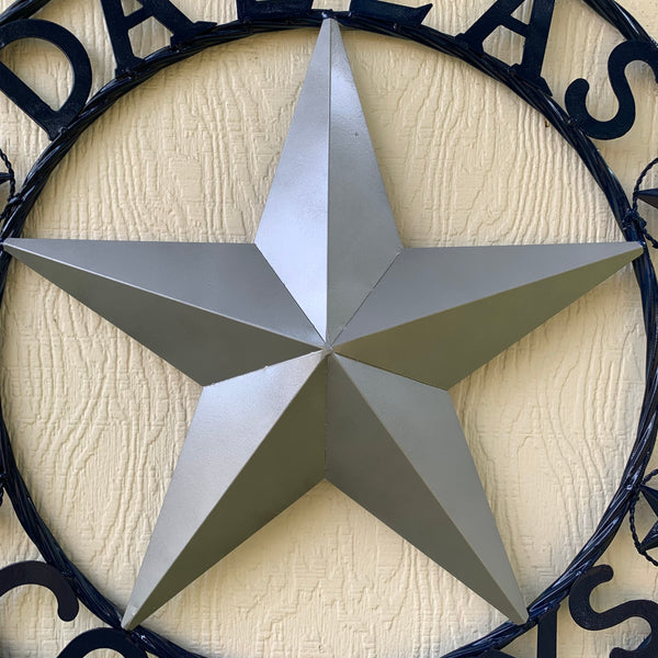 DALLAS COWBOYS SILVER & NAVY BLUE BARN STAR CUSTOM METAL VINTAGE LONE STAR WESTERN HOME DECOR HANDMADE 24",32",36",40",42",44",46",48",50"