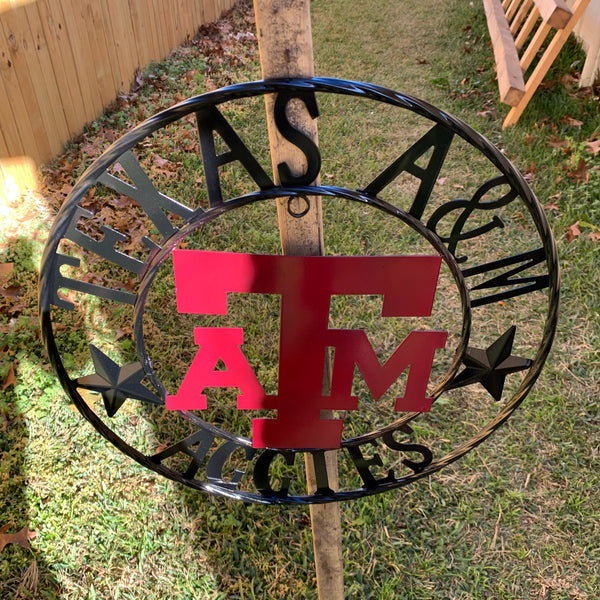 TEXAS A&M WITH STARS CUSTOM METAL VINTAGE CRAFT SIGN WALL ART TEAM SIGN HANDMADE