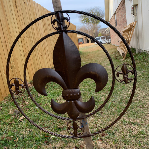 MULTI FLEUR DE LIS METAL WALL ART WESTERN HOME DECOR VINTAGE RUSTIC BROWN ART NEW