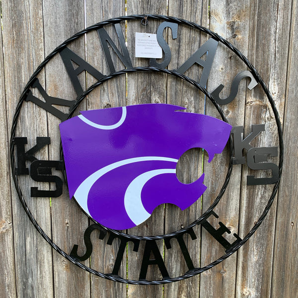 KANSAS STATE METAL CUSTOM VINTAGE CRAFT WALL ART TEAM SIGN HANDMADE