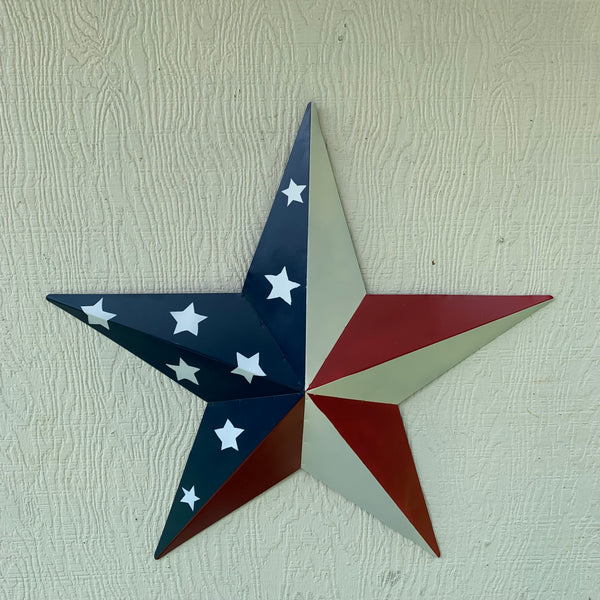 12",16",24",30",36" USA AMERICAN FLAG STAR STYLE #1 RED WHITE & BLUE METAL BARN STAR WALL ART HANDMADE STYLE# 1