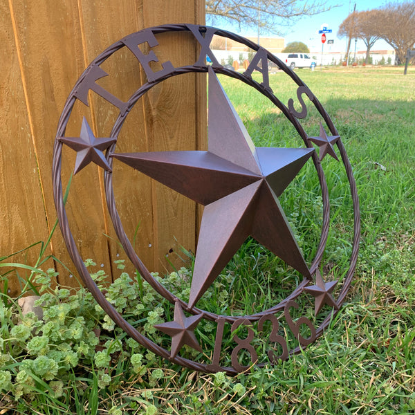 24", 32",36",40" TEXAS 1836 RUSTIC BROWN BARN STAR METAL WALL WESTERN HOME DECOR HANDMADE
