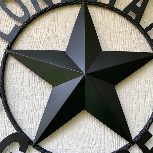 LONESTAR GARAGE STYLE CUSTOM BARN NAME STAR LONESTAR GARAGE METAL NAME BARN STAR WITH TWISTED ROPE RING 3d STAR ART WESTERN HOME DECOR RUSTIC BROWN
