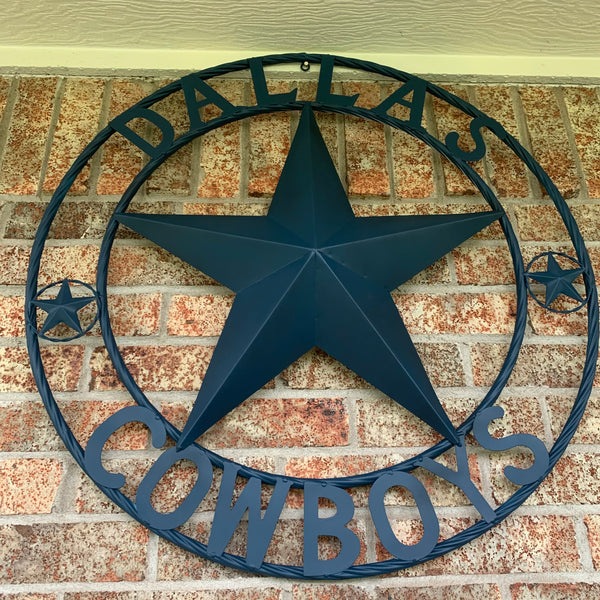 DALLAS COWBOYS NAVY BLUE BARN STAR METAL LONE STAR WESTERN HOME DECOR HANDMADE 24",32",36",40",42",44",46",50"