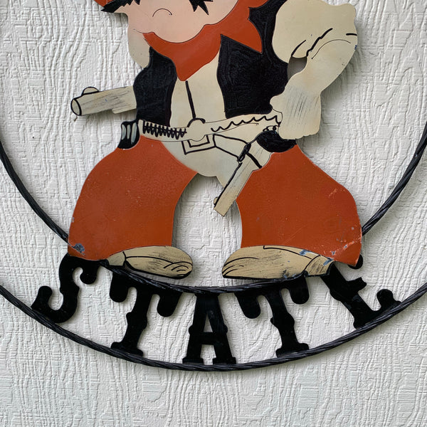 OSU OKLAHOMA STATE COWBOYS CUSTOM METAL VINTAGE CRAFT TEAM SIGN HANDMADE
