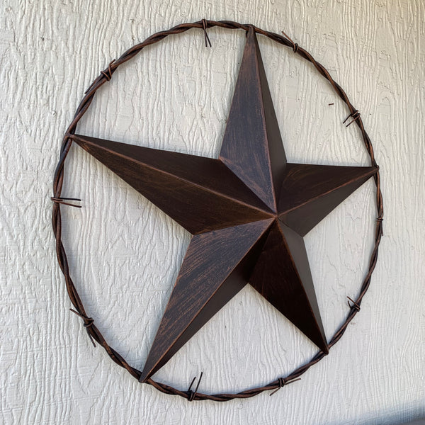 24" BARBWIRE TWISTED RING METAL WALL ART WESTERN HOME DECOR RUSTIC BRONZE COPPER #A10024