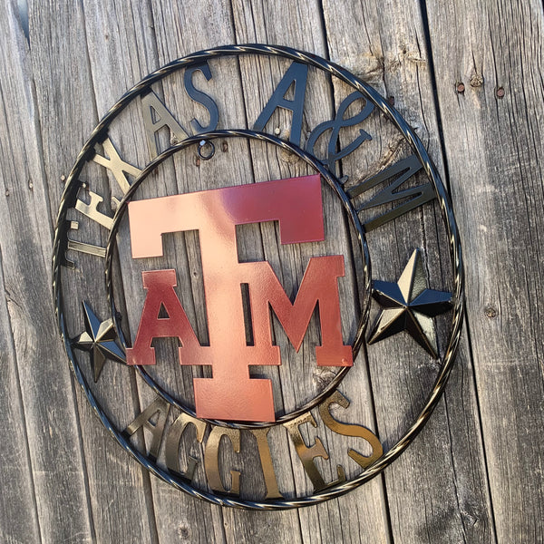 TEXAS A&M WITH STARS CUSTOM METAL VINTAGE CRAFT SIGN WALL ART TEAM SIGN HANDMADE