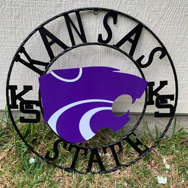 KANSAS STATE METAL CUSTOM VINTAGE CRAFT WALL ART TEAM SIGN HANDMADE