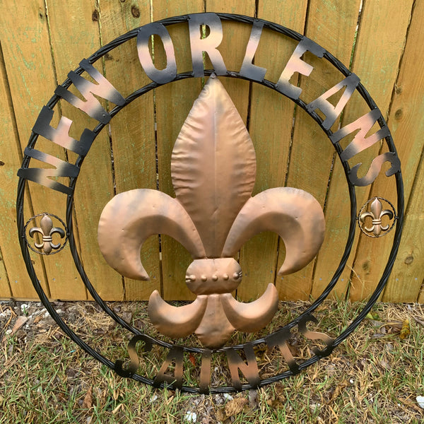 18", 24", 32" NEW ORLEANS SAINTS METAL SIGN WALL ART WESTERN HOME DECOR RUSTIC GOLD & BLACK ART NEW