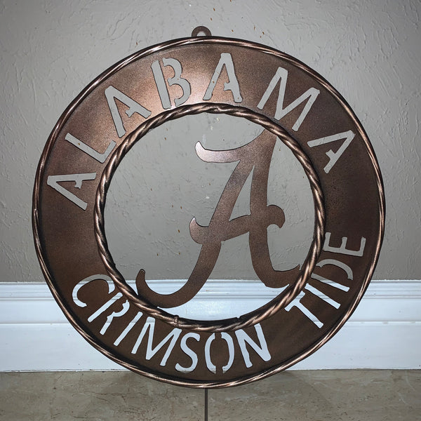 ALABAMA CRIMSON TIDE WIDE BAND RING CUSTOM METAL VINTAGE CRAFT TEAM SIGN HANDMADE