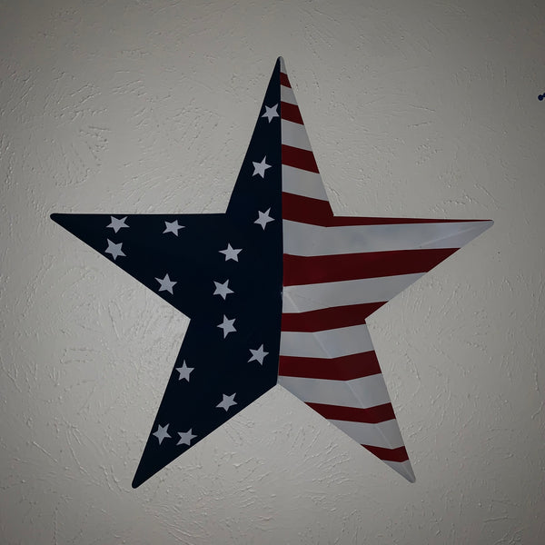 12",16",24",30",36" USA AMERICAN FLAG STAR STYLE#9 RED WHITE & BLUE METAL BARN STAR METAL WALL ART HANDMADE