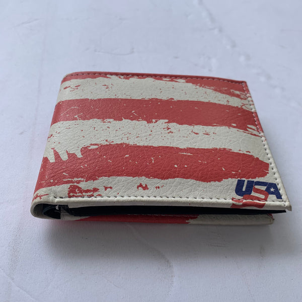 4.25" x 3.75" USA FLAG RED WHITE BLUE WALLET LEATHER BIFOLD WALLET NEW-- FREE SHIPPING