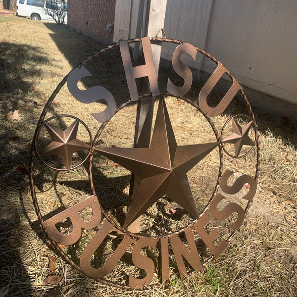 24",32" SHSU SAM HOUSTON BEARKATS BUSINESS RUSTIC BRONZE COPPER METAL CUSTOM VINTAGE CRAFT RUSTIC BLACK TEAM STAR HANDMADE