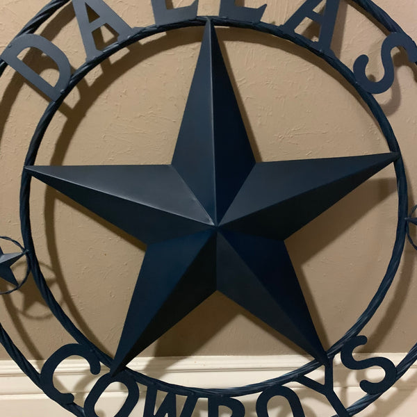 DALLAS COWBOYS NAVY BLUE BARN STAR METAL LONE STAR WESTERN HOME DECOR HANDMADE 24",32",36",40",42",44",46",50"