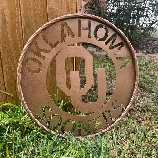 12",18",24",32" OU SOONERS HAMMERED COPPER CUSTOM METAL VINTAGE CRAFT TEAM SIGN HANDMADE CRAFT