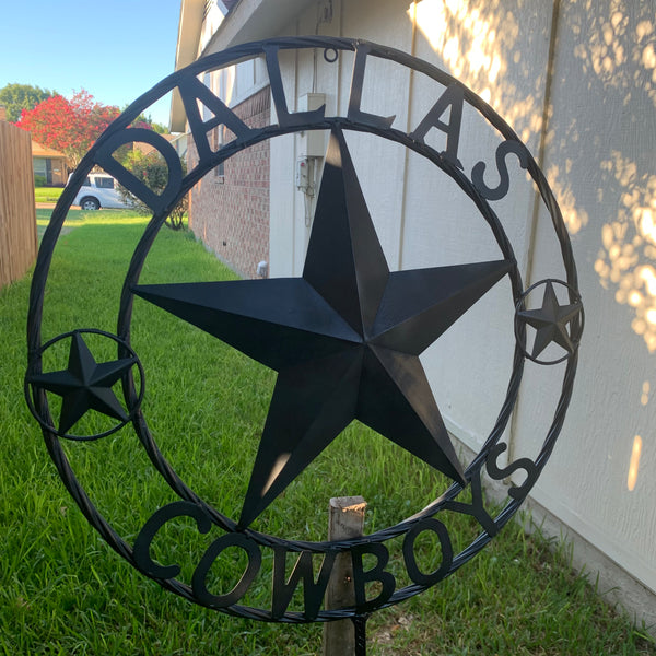 24" STAR & 34" STAKE DALLAS COWBOYS DECOR METAL ART WESTERN HOME WALL DECOR ALL RUSTIC BLACK STAR WITH 34" STAKE