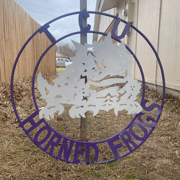 12",18",24",32",36" TCU HORNED FROGS CUSTOM METAL VINTAGE CRAFT TEAM SIGN HANDMADE