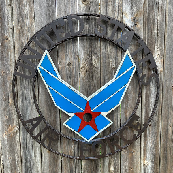 24" US AIR FORCE MILITARY CUSTOM VINTAGE METAL CRAFT WALL ART AIRFORCE WESTERN HOME DECOR HANDMADE