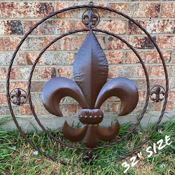 MULTI FLEUR DE LIS METAL WALL ART WESTERN HOME DECOR VINTAGE RUSTIC BROWN ART NEW