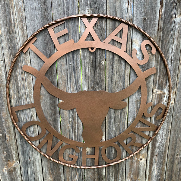 40",44",50" TEXAS LONGHORNS CUSTOM METAL VINTAGE CRAFT SIGN TEAM ART WESTERN HOJME DECOR RUSTIC BRONZE