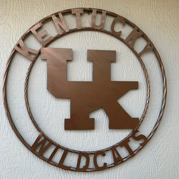 12", 18", 24", 32" KENTUCKY WILDCATS CUSTOM HAMMERED COPPER METAL VINTAGE CRAFT SIGN HANDMADE