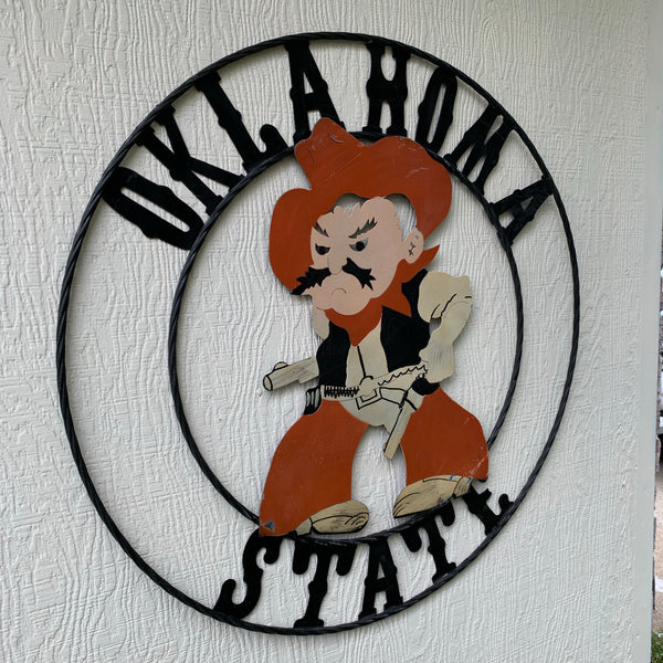 OSU OKLAHOMA STATE COWBOYS CUSTOM METAL VINTAGE CRAFT TEAM SIGN HANDMADE