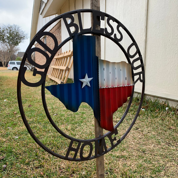 24" WAVY GOD BLESS PUR HOME STATE OF TEXAS METAL CRAFT SIN WESTERN HOME DECOR HANDMADE NEW