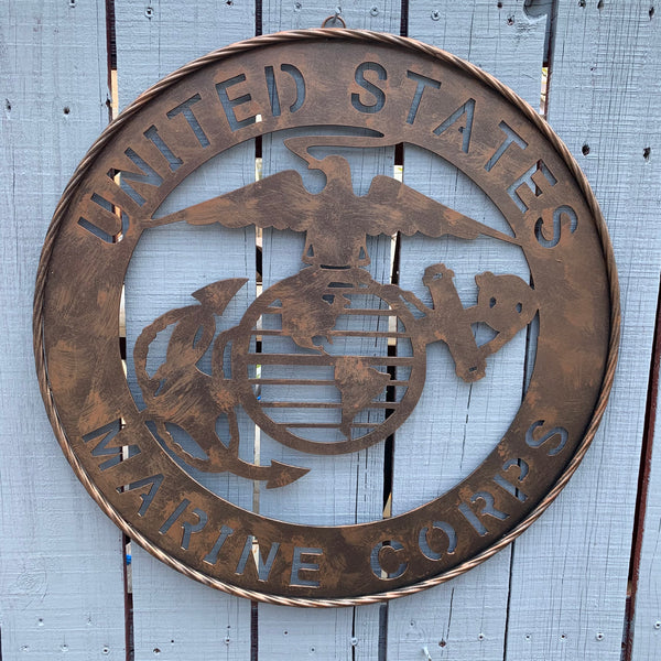 #EH10851 24" UNITED STATES MARINE CORPS MILITARY LASERCUT METAL WALL ART SIGN WESTERN HOME DECOR HANDMADE BRONZE
