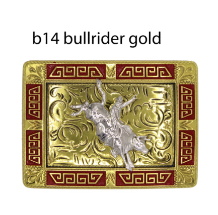 #WS_B14 GOLD BULLRIDER BELT BUCKLE WESTERN FASHION ART NEW -- FREE SHIPPING
