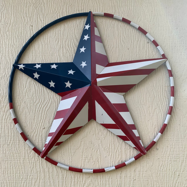 PEACE STAR METAL RED WHT BLUE STAR WESTERN HOME DECOR HANDMADE 12",16",24",32"36",38",40",48"