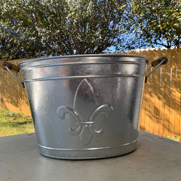 18" FLEUR DE LIS SILVER OVAL TUB WESTERN HOME DECOR METAL ART NEW #EH10399