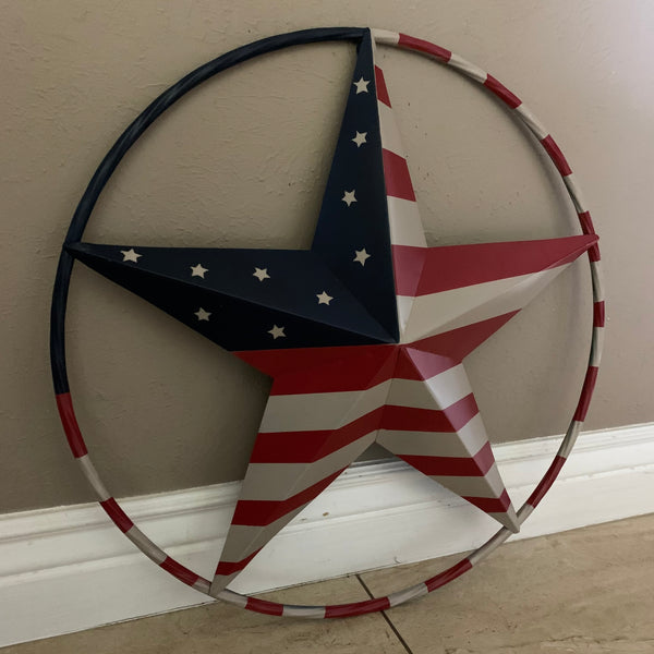 AMERICAN USA FLAG BARN STAR METAL RED BEIGE BLUE STAR 12",16",24",32"36",38",40",48