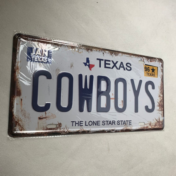 #HCZ17002 TEXAS COWBOYS LONESTAR STATE LICENSE PLATE TIN SIGN BLUE LETTERS METAL ART WESTERN HOME DECOR - FREE SHIPPING