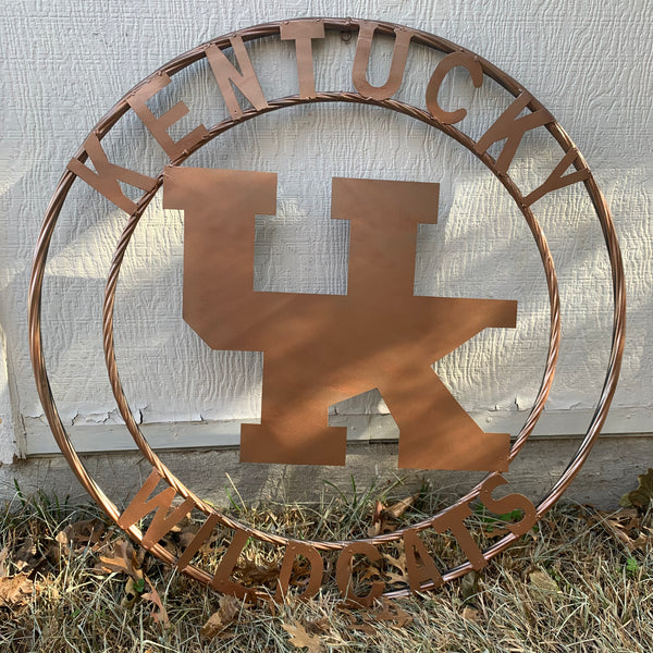 12", 18", 24", 32" KENTUCKY WILDCATS CUSTOM HAMMERED COPPER METAL VINTAGE CRAFT SIGN HANDMADE