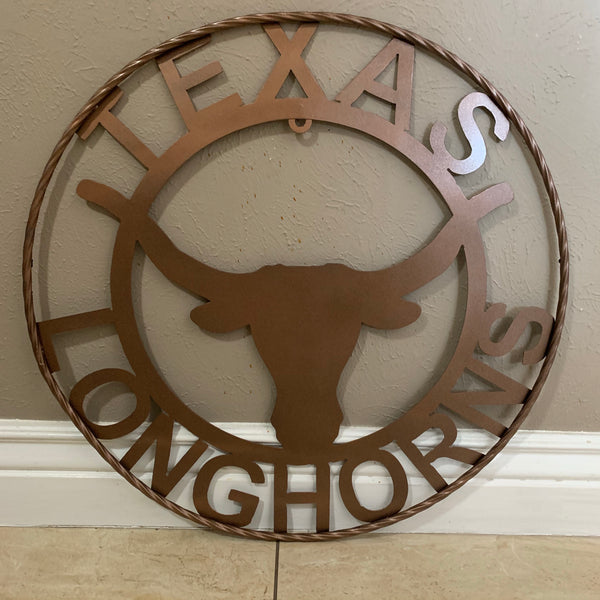 40",44",50" TEXAS LONGHORNS CUSTOM METAL VINTAGE CRAFT SIGN TEAM ART WESTERN HOJME DECOR RUSTIC BRONZE